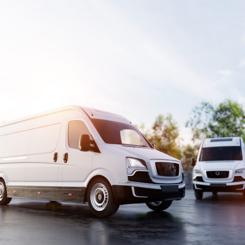 Transportation van and fleet of cargo trucks courier service